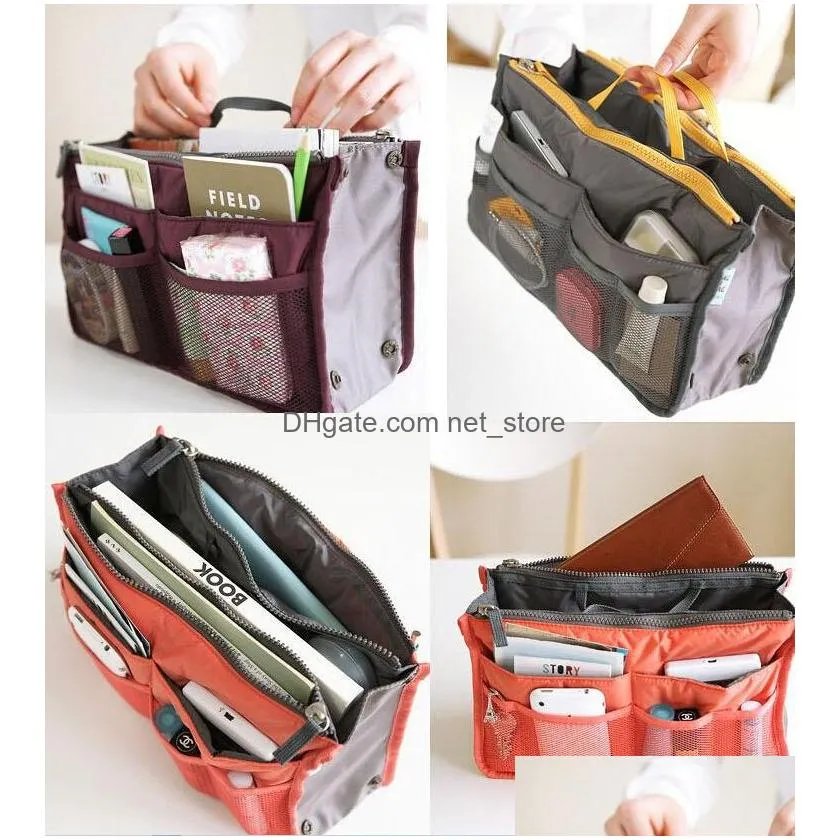  sale 100pcs make up organizer bag women men casual travel bag multi functional cosmetic bag storage bag in bag handbag 12 colors