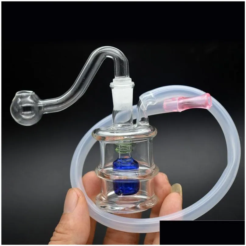 high quality glass oil burner bong hookah bubbler with double matrix perc glass ash catcher with 10mm male oil burner water pipe mix