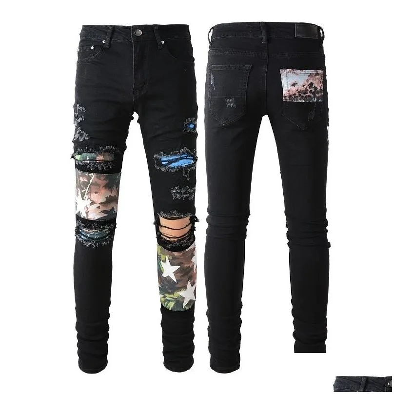 ripped jeans miri jeans mens jeans designer jeans knee skinny straight size 28-40 motorcycle trendy long straight hole high street