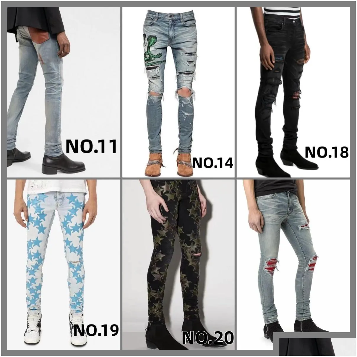 ripped jeans miri jeans mens jeans designer jeans knee skinny straight size 28-40 motorcycle trendy long straight hole high street