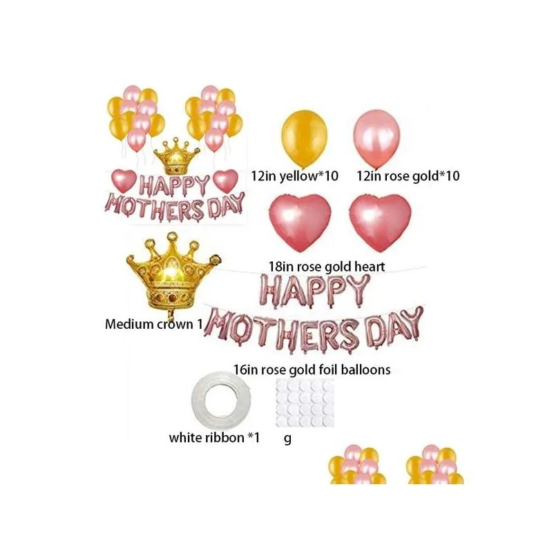 1set happy mothers day balloons suit theme party decoration aluminum foil balloon happy mother day party balloon y0622