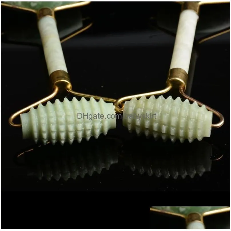  shipping 100pcs beauty jade roller massager facial relaxation neck massage double smooth spiky rollers slimming tool