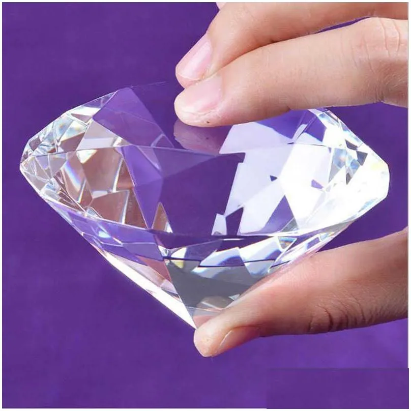 huge 100mm crystal glass diamond paperweight quartz crafts home decor fengshui ornaments birthday wedding party souvenir gifts q0525