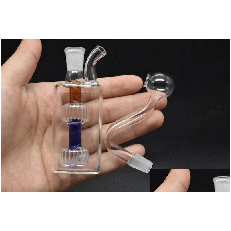 high quality glass oil burner bong hookah bubbler with double matrix perc glass ash catcher with 10mm male oil burner water pipe mix