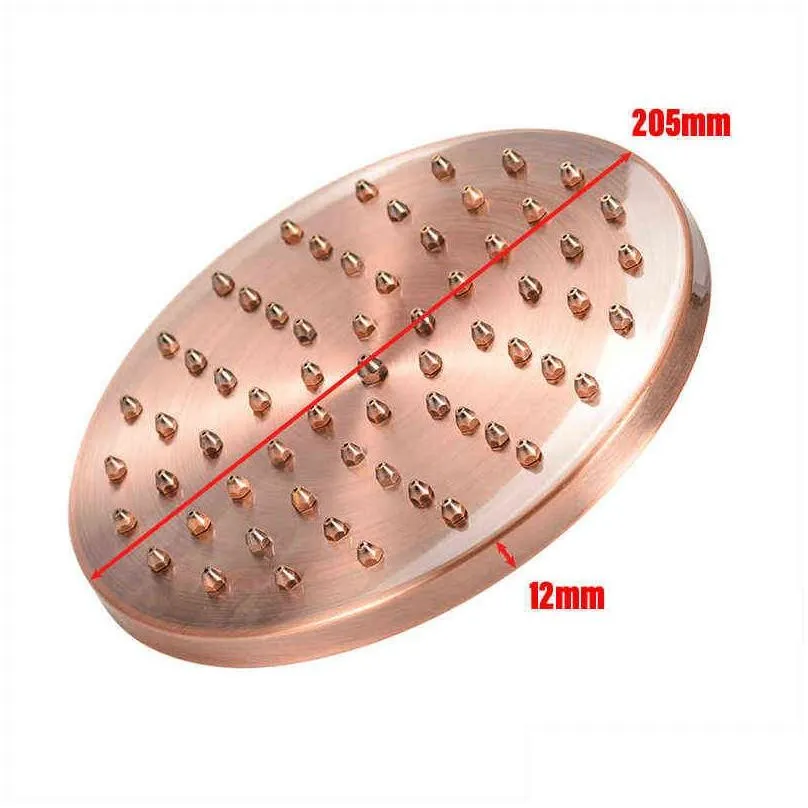 antique red copper 8 inch round rainfall shower head g1/2 wall mounted shower arm extension pipe for rain shower head h1209