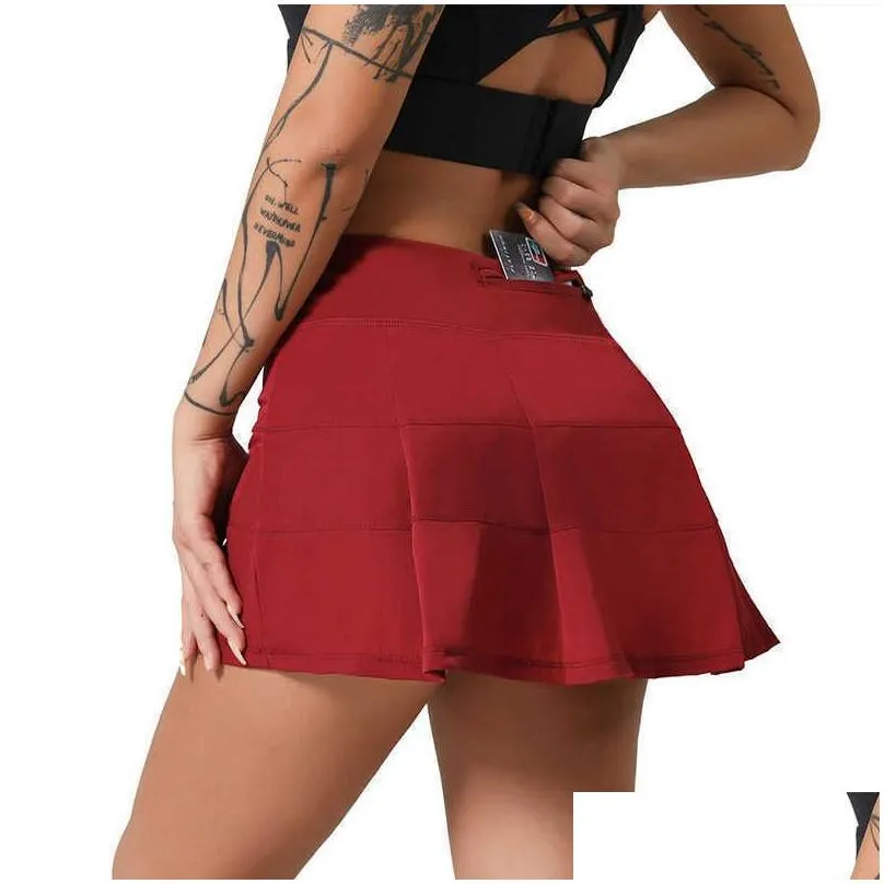 l-22 pleated tennis skirt women gym clothes sports shorts female running fitness dance yoga underwear beach biker golf skirts