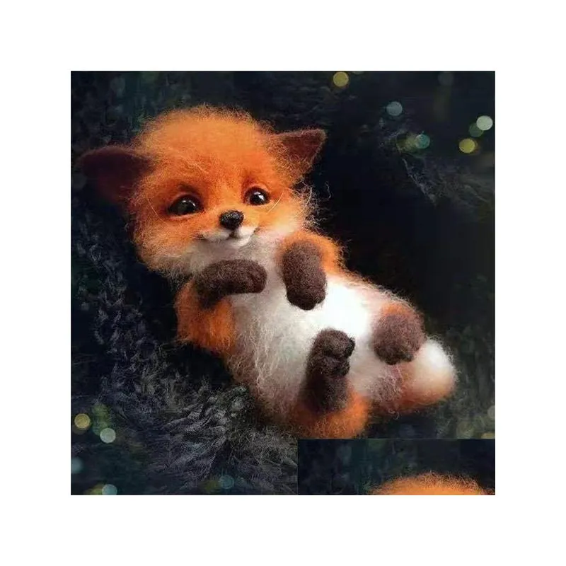 non finished relaxed diy kit handmade pocket animal pet doll toy wool needle felting kit dog cat fox head decor dog fox rabbit y0816