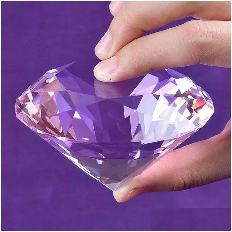 huge 100mm crystal glass diamond paperweight quartz crafts home decor fengshui ornaments birthday wedding party souvenir gifts q0525