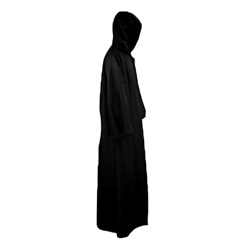 unisex halloween robe hooded cloak costume cosplay monk suit adult role-playing decoration clothing black brown s-2xl y0827