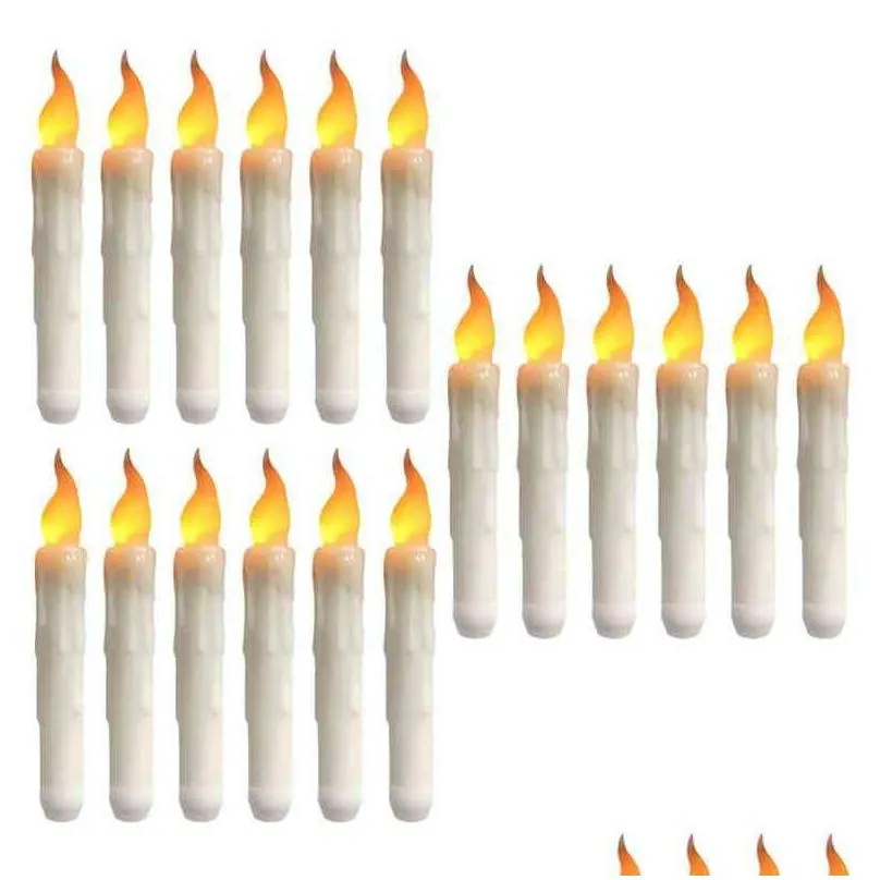 12/24pcs led flameless taper candles 6.5 tall tapered candle battery operated warm white flickering flame handheld candlesticks h1222