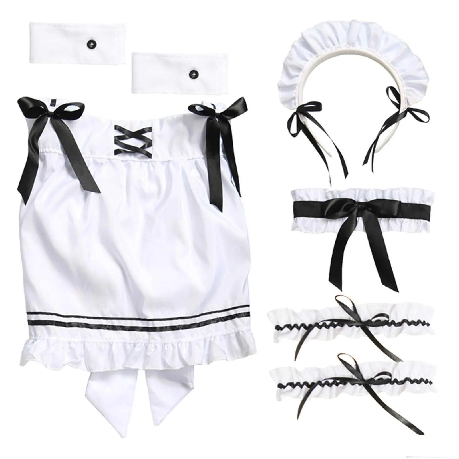 sweet lolita dress french maid waiter costume women sexy mini pinafore cute outfit halloween cosplay for girls plus size s-2xl y0827