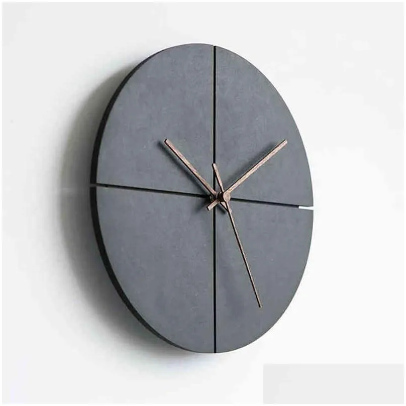 wooden wall clock with walnut hands silent quartz round / square decorative clock for living room home office black h1230