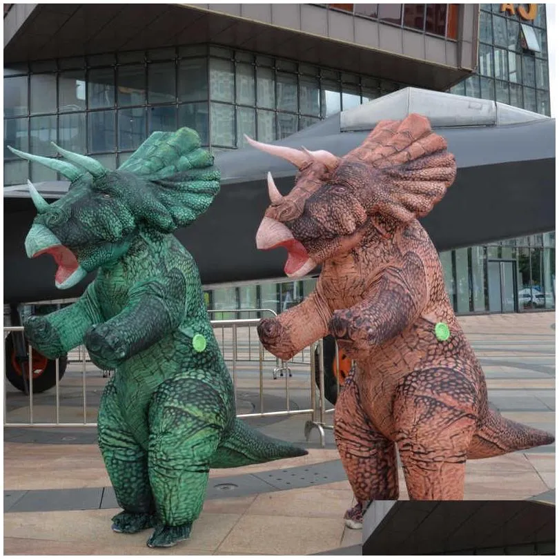 2020 est triceratops cosplay t rex dino spinosaurus inflatable costume for adult kid fancy dress up halloween party anime suit y0827