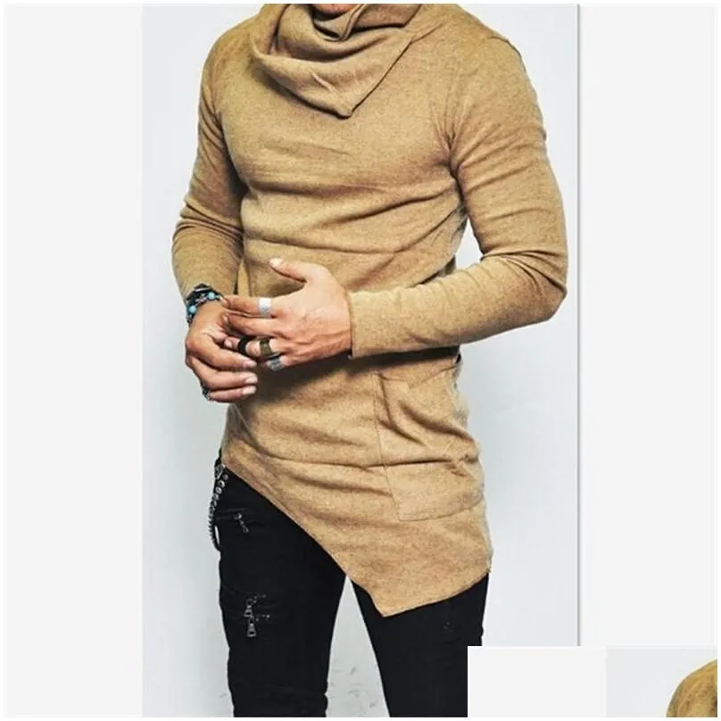 mens hoodies sweatshirts plus size 5xl unbalance hem pocket long sleeve sweatshirt for men clothing autumn turtleneck top hoodie