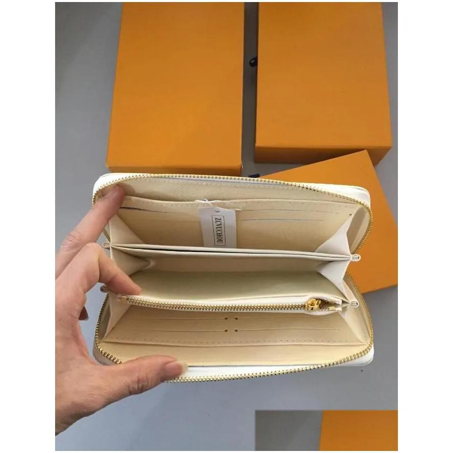 2021 fashion women clutch wallet pu leather wallet single zipper wallets lady ladies long classical purse with orange box card 60017