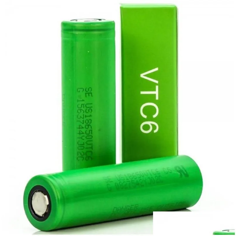 high quality vtc6 imr 18650 battery with green box 3000mah 30a 3.7v high drain rechargeable lithium vape mod box battery for sony in