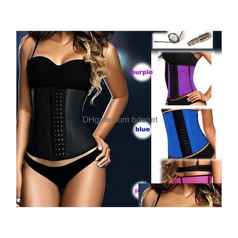 s-3xl 4 colors women latex rubber waist training cincher underbust corset body shaper shapewear