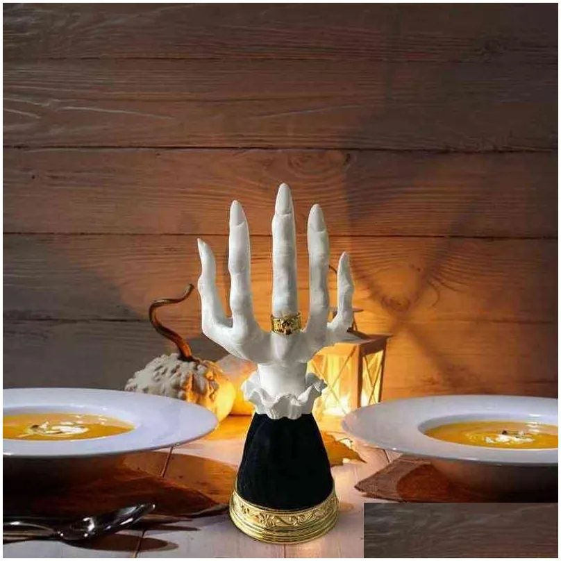 witch hand candle holder handmade resin scary skulls candlestick decor figurines home decoration art gift for halloween home h1222