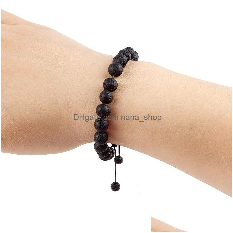 8mm black lava stone beads weave bracelets diy aromatherapy essential oil diffuser bracelet couples jewelry