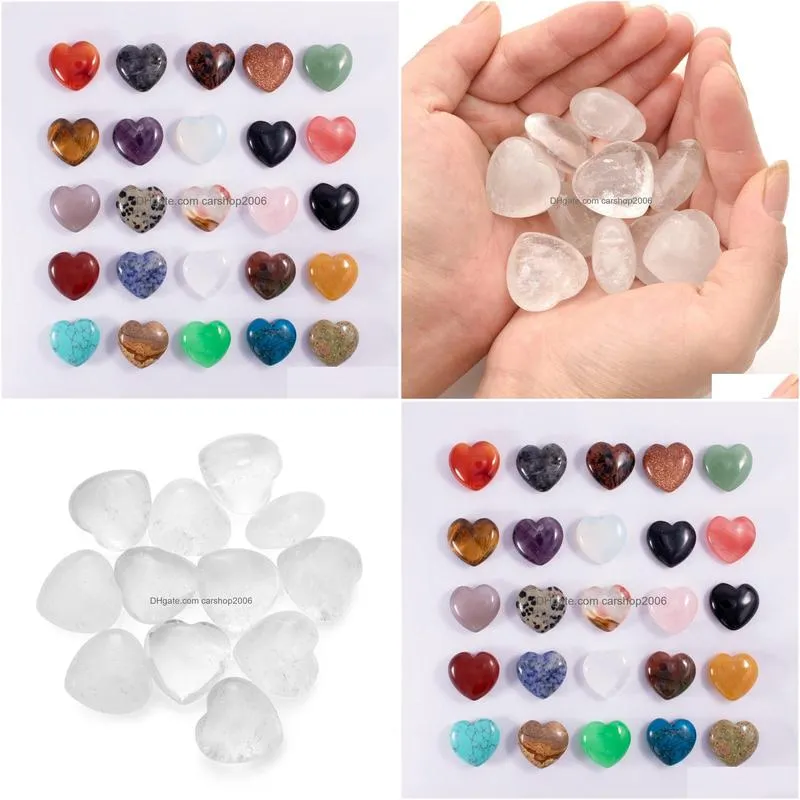 natural rock crystal stone ornaments carved 25x10mm heart chakra reiki healing quartz mineral tumbled gemstones hand home decor