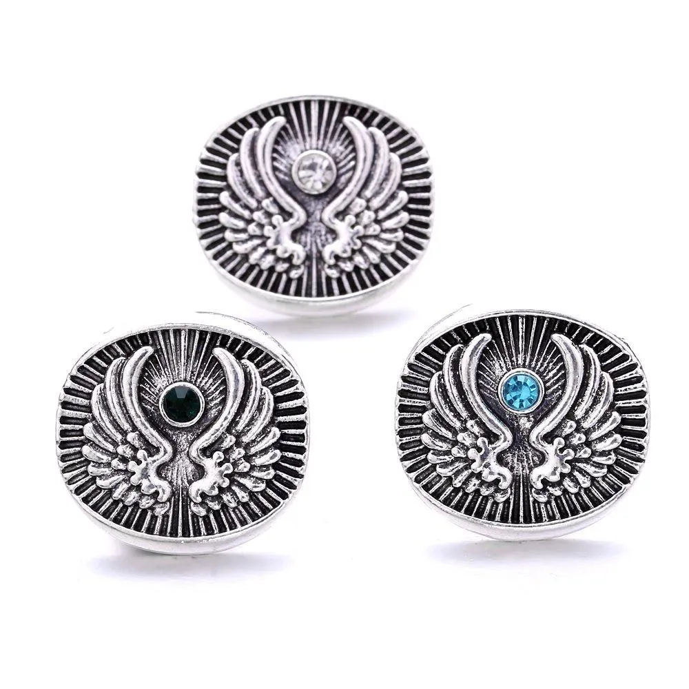 vintage styles crystal angel wing 18mm snap button clasps for snaps buttons bracelet necklace women jewelry