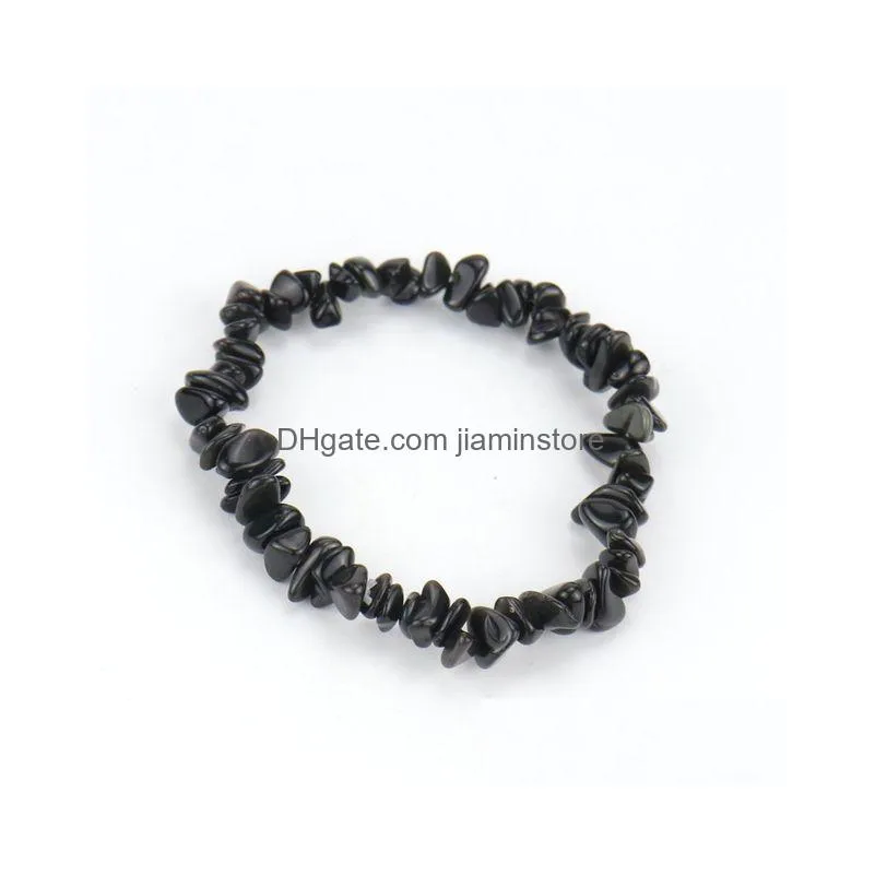 natural gem stone bracelet irregular fluorite amethyst crystal stretch chip beads nuggets bracelets bangles quartz wristband for women
