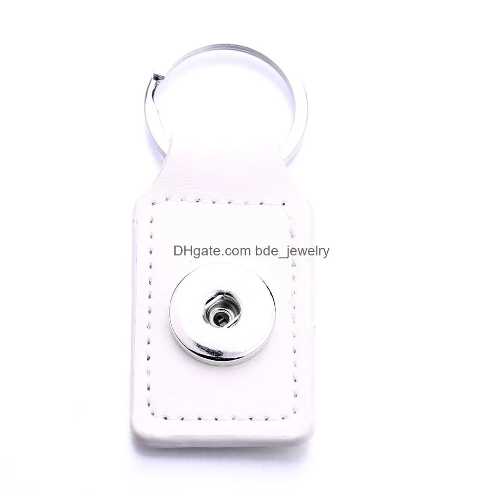 circle square pu leather keychain jewelry 18mm snap buttons key pendant chain car bag snaps keyring
