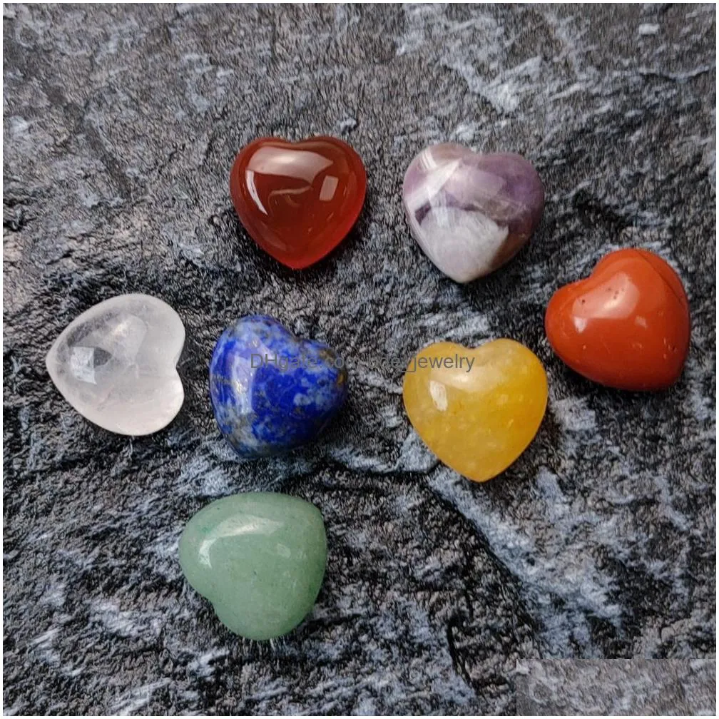 natural stone 10x15mm heart crystal jade amethyst tigers eye 7 chakra healing stone guides meditation ornaments jewelry accessory