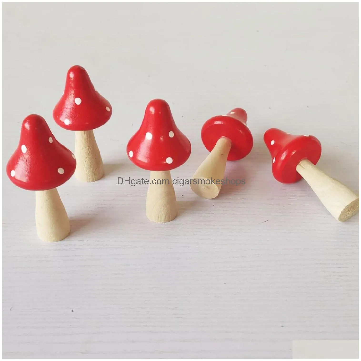 home decor mushrooms miniature figurines mini wooden fairy garden accessories flower pots micro landscape decoration kdjk2302