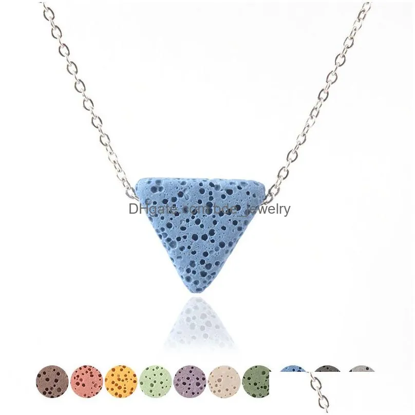 colorful triangle lava stone bead necklace diy aromatherapy essential oil diffuser necklaces for women jewelry