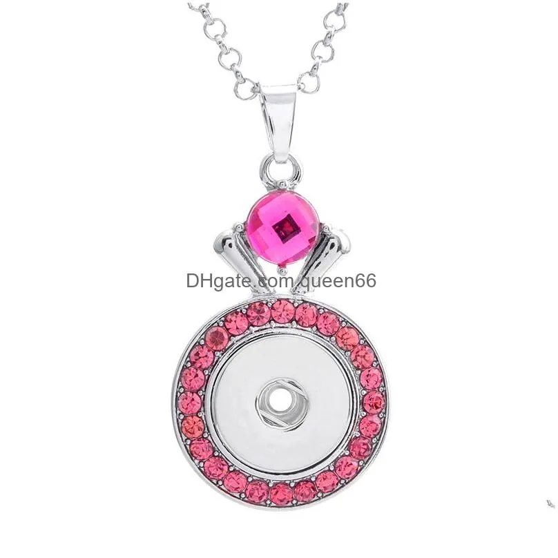 retro round snap button necklace 18mm ginger snaps buttons crystal charms necklaces for women jewelry