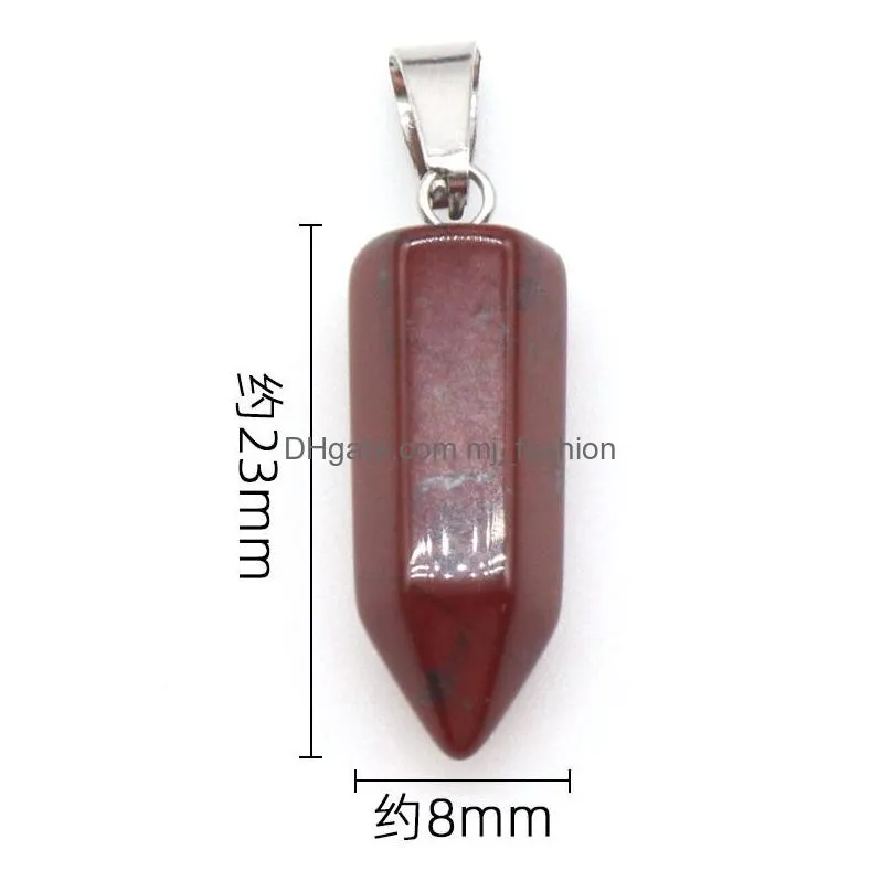 natural stone hexagon column charms quartz crystal chakra reiki healing pendant for diy necklace earrings accessories