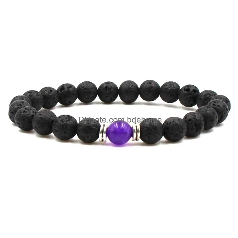 fashion 9 colors black lava stone chakra bracelet aromatherapy  oil diffuser bracelet for women men