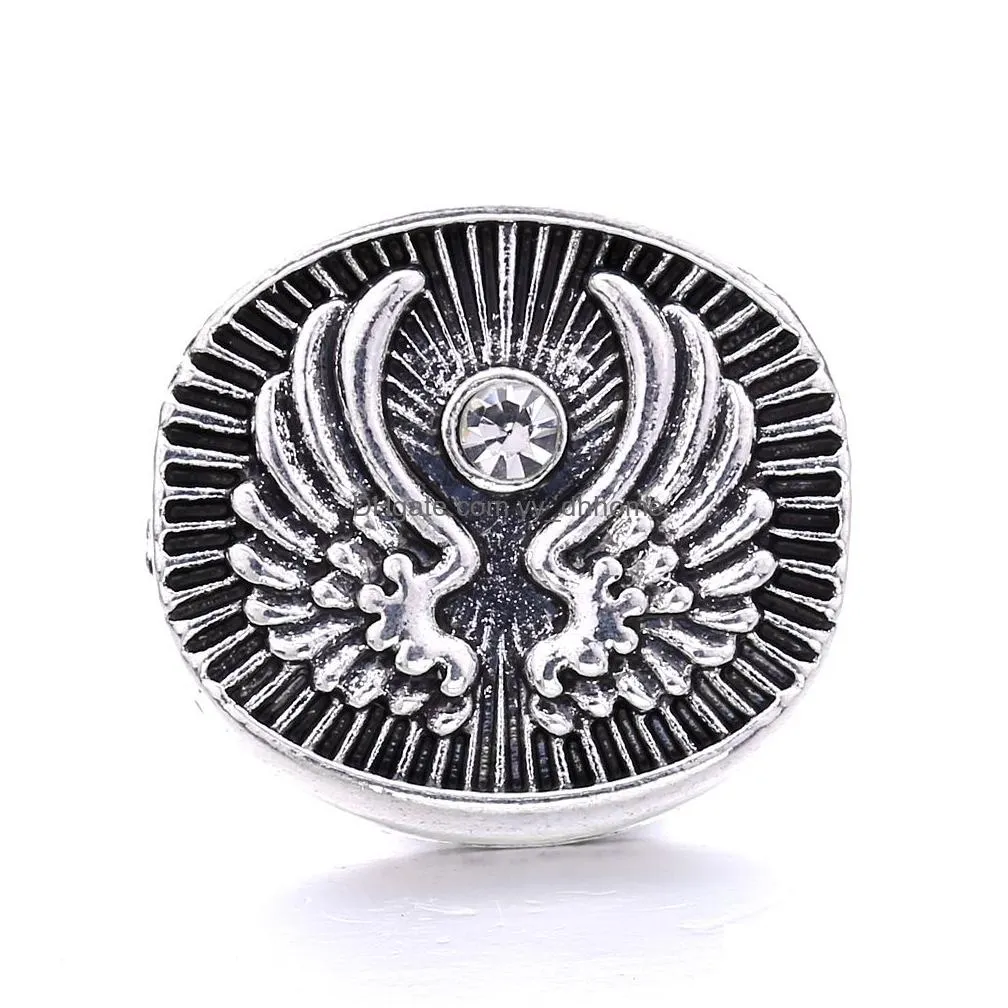 vintage styles crystal angel wing 18mm snap button clasps for snaps buttons bracelet necklace women jewelry