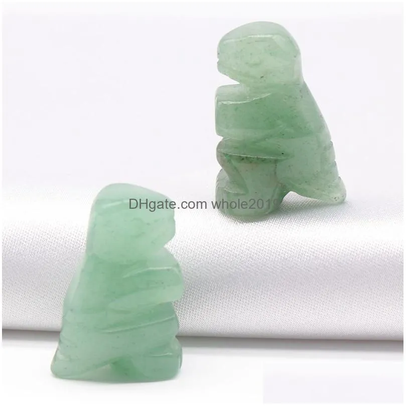 natural stone carving 1 inch dinosaur shape crafts ornaments amethyst rose quartz crystal healing agate animal decoration