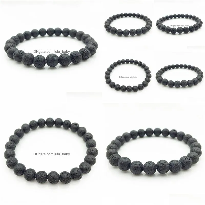 fashion 8mm natural black lava stone bead bracelet aromatherapy  oil diffuser bracelet for women men