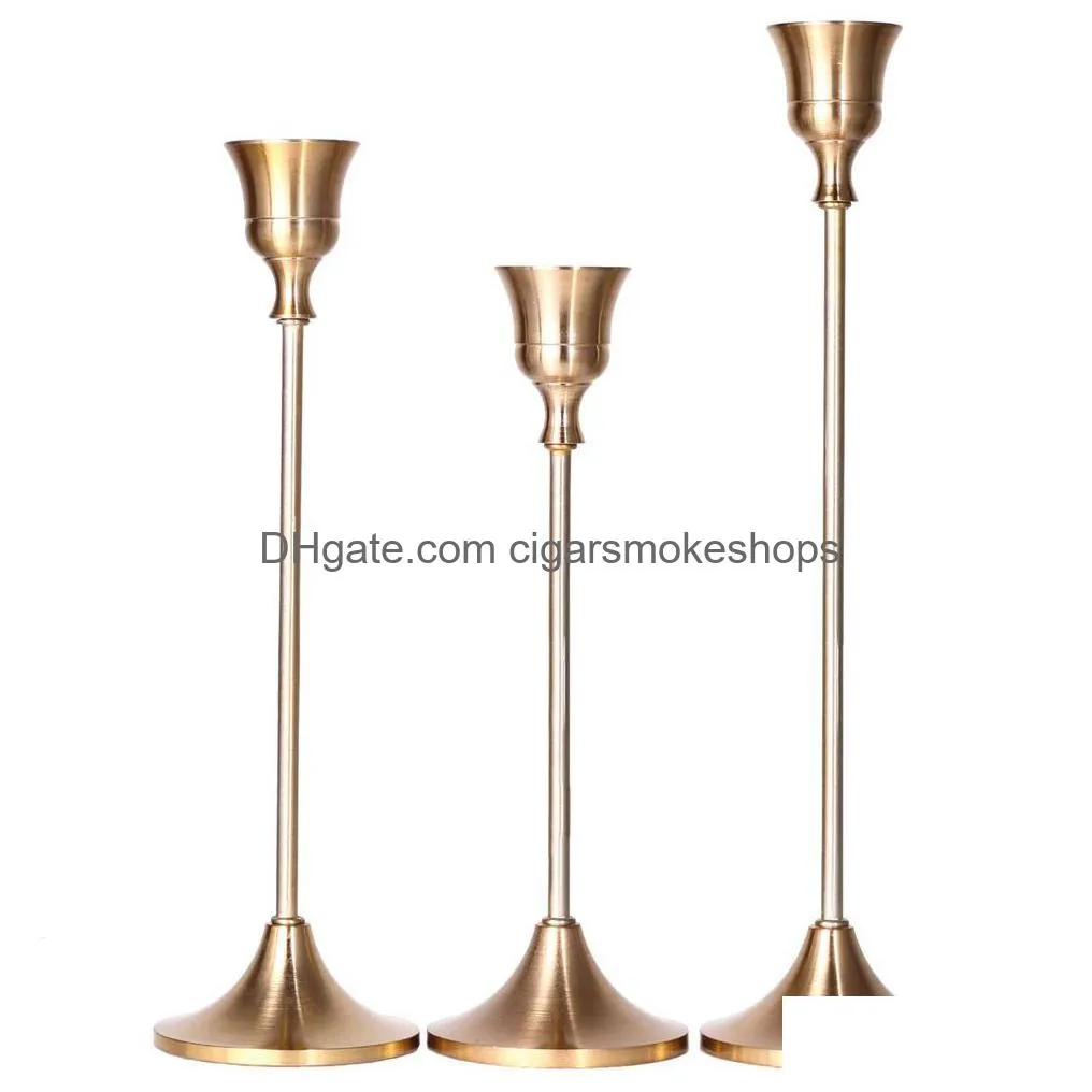 3pcs/set candlestick holders taper candles holder dining table decorative centerpiece for wedding party housewarming xbjk2301