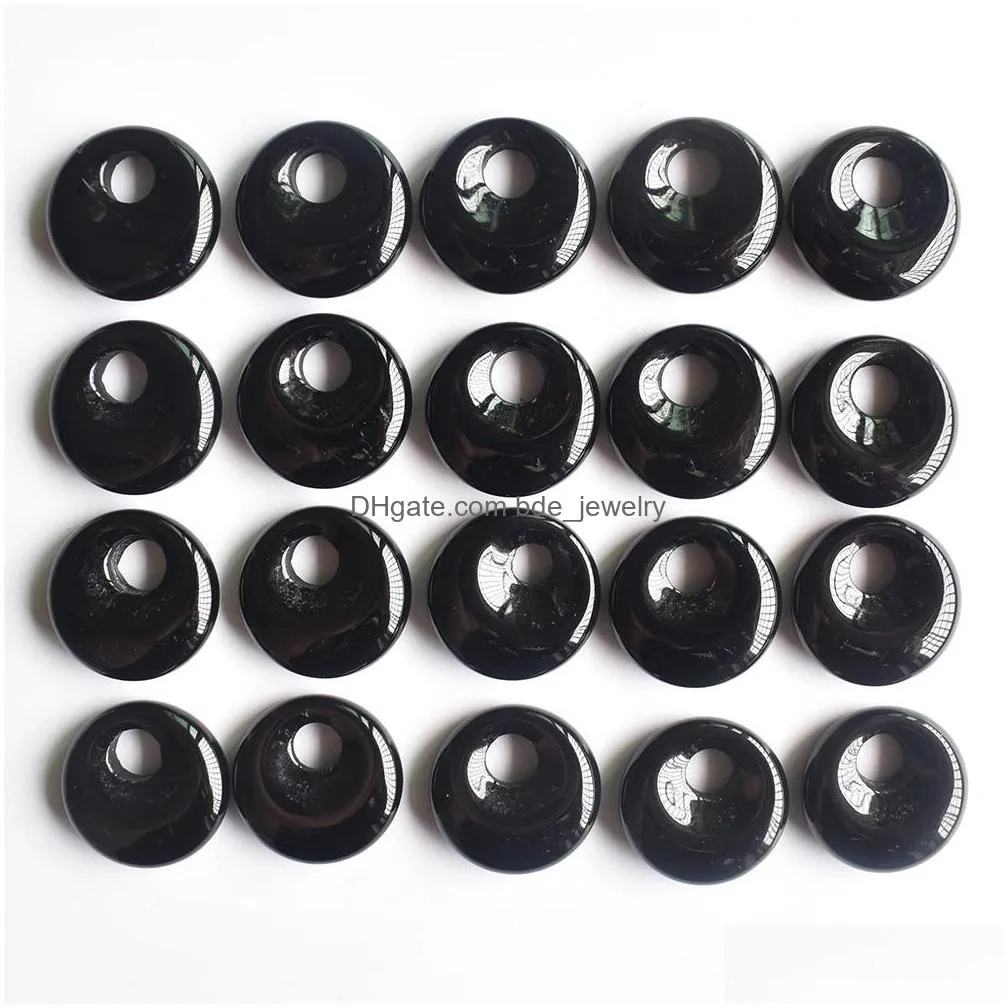 assorted natural stone nostalgic peace buckle charms gogo donut charms pendants beads 18mm for jewelry making