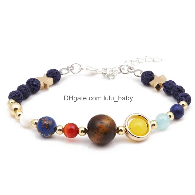 universe galaxy the eight planets in the solar system guardian star natural stone lava aromatherapy  oil diffuser bracelet