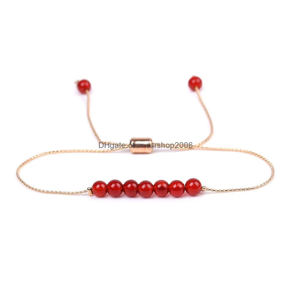 natural stone chakra bracelet 4mm amethyst red agate tiger eye lazuli copper wire chain adjustable bracelets women yoga jewelry
