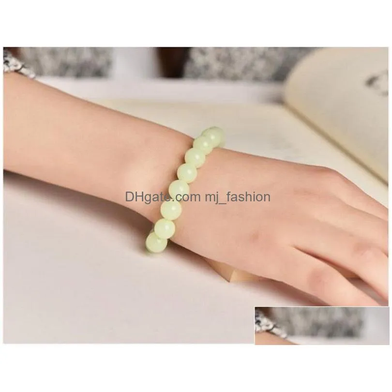 stylish 8mm luminous fluorite natural stone bracelets men light glowing beads bracelets for women yoga jewelry