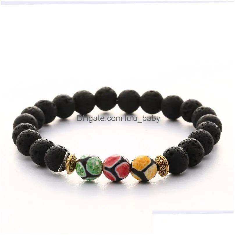 natural lava stone colourful bead bracelet diy volcano essential oil diffuser bracelet for women men jewelry