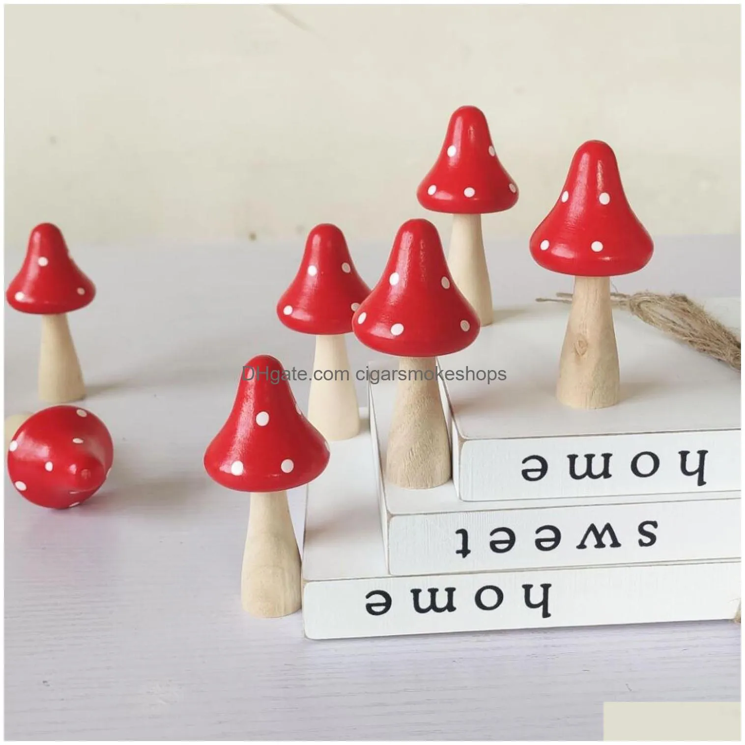 home decor mushrooms miniature figurines mini wooden fairy garden accessories flower pots micro landscape decoration kdjk2302