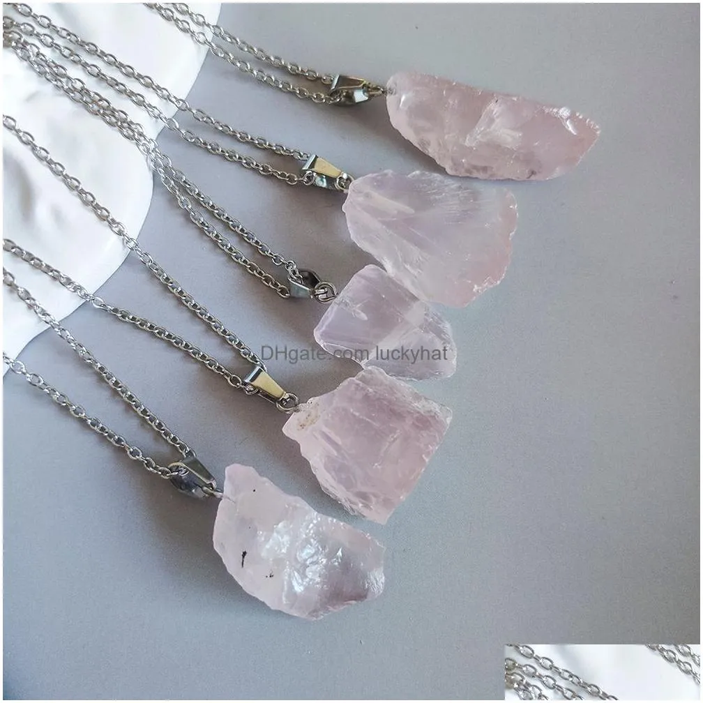 natural rose quartz crystal pendant necklace energy stone healing meditation yoga gift