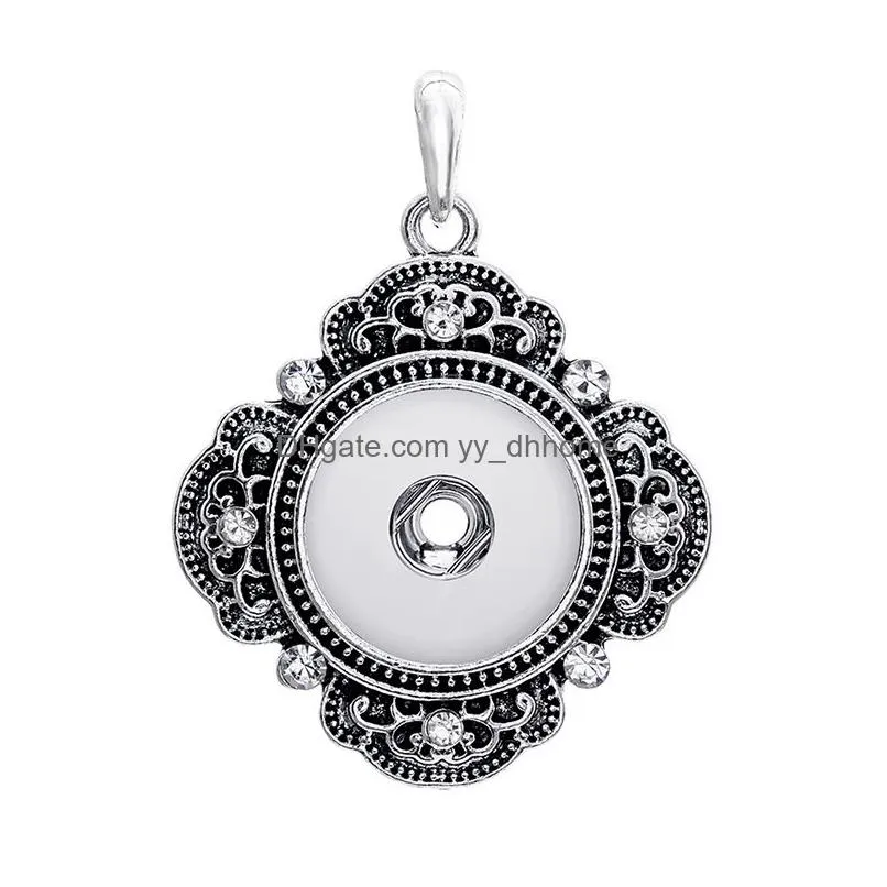 fashion crystal snap button necklace 18mm ginger snaps buttons charms with stainless steel chain necklaces for women jewelry