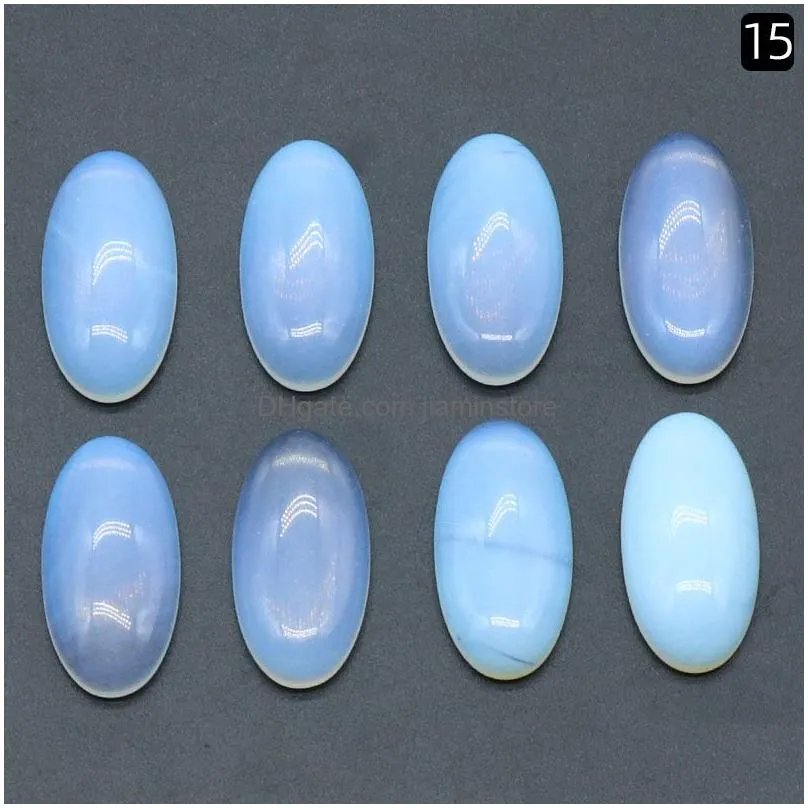 natural stone 15x30mm egg shape loose beads opal rose quartz tigers eye cabochons flat back for necklace ring earrrings jewelry