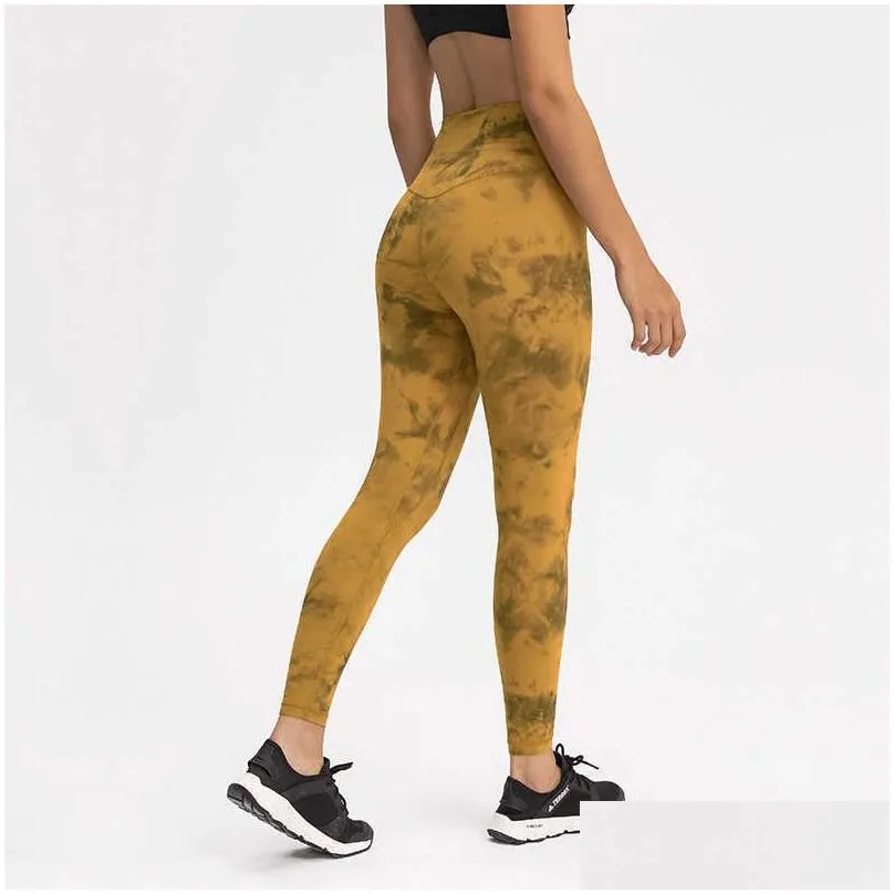 l 32 yoga leggings tie dye gym clothes women high waist running fitness sports full length pants trouses workout capris leggins