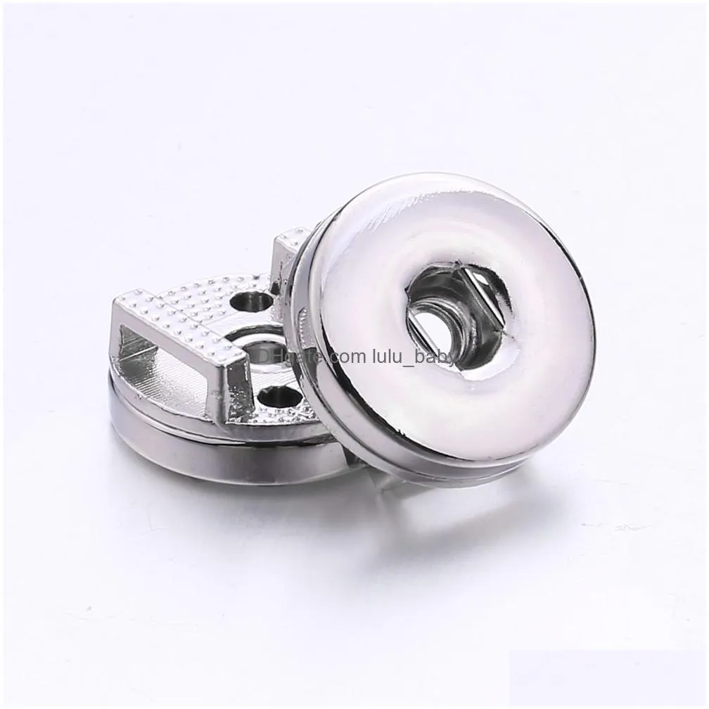 silver metal 18mm ginger snap button base charms for diy snaps leather bracelet jewelry accessorie
