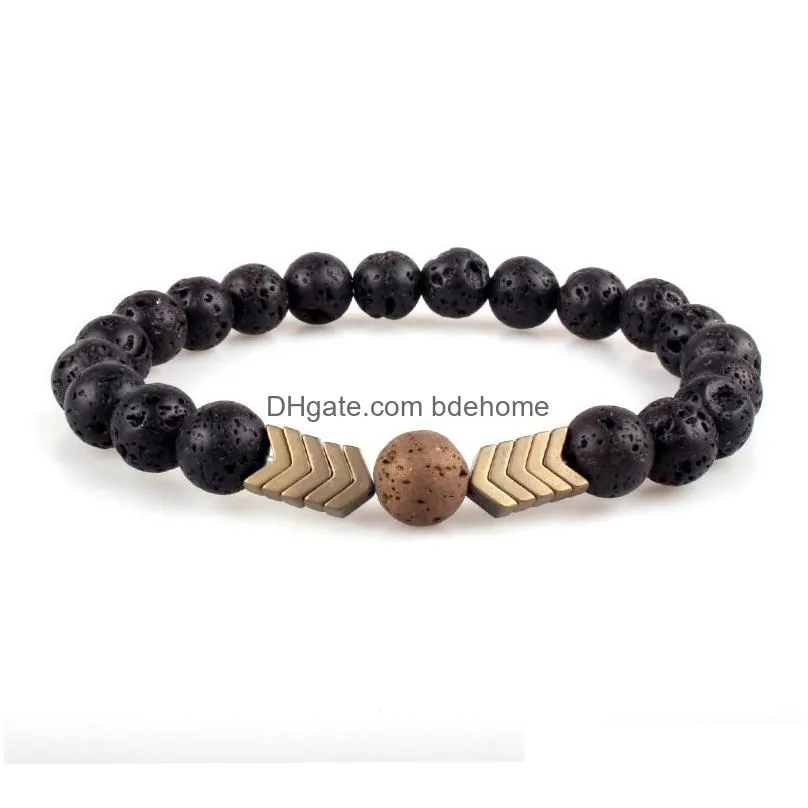 natural volcanic lava stone essential oil diffuser bracelets bangle healing balance yoga magnet arrow beads bracelet