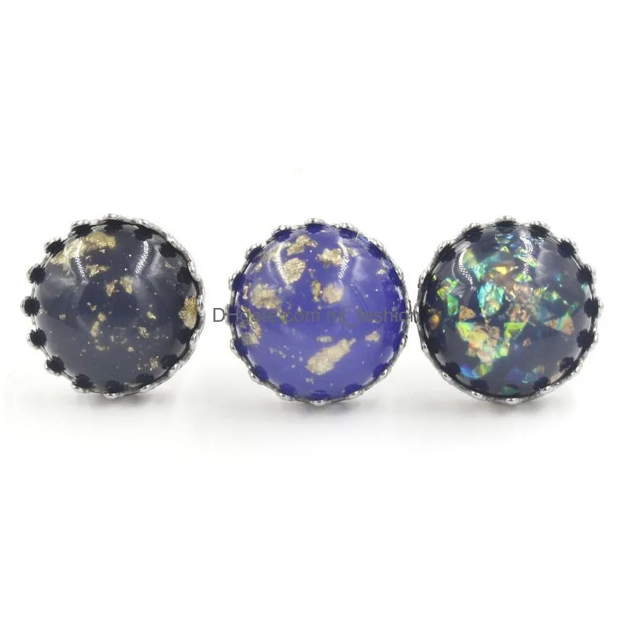 fashion 12mm stainless steel druzy drusy resin opal crown earrings handmade stud for women jewelry